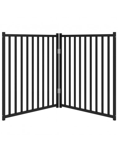 Cancello Cani Pieghevole 2 Pannelli Nero 160 cm Massello Abete