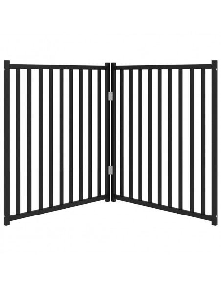 Cancello Cani Pieghevole 2 Pannelli Nero 160 cm Massello Abete