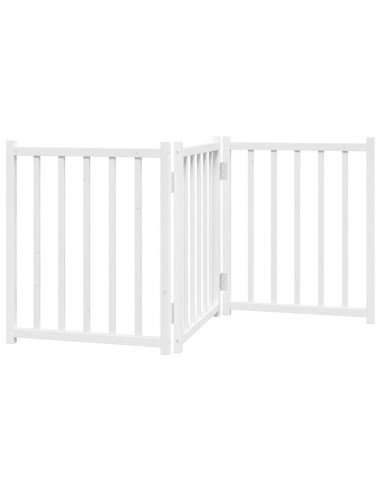 Cancello Cani Pieghevole 3 Pannelli Bianco 150cm Massello Abete