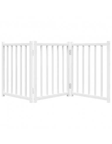 Cancello Cani Pieghevole 3 Pannelli Bianco 150cm Massello Abete