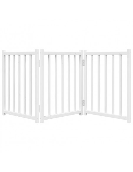 Cancello Cani Pieghevole 3 Pannelli Bianco 150cm Massello Abete