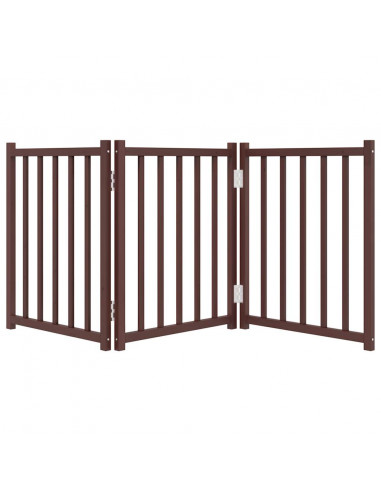 Cancello Cani Pieghevole 3Pannelli Marrone 150cm Massello Abete