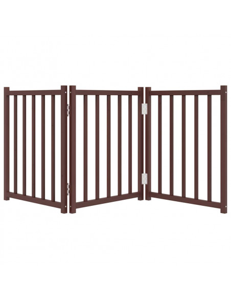 Cancello Cani Pieghevole 3Pannelli Marrone 150cm Massello Abete