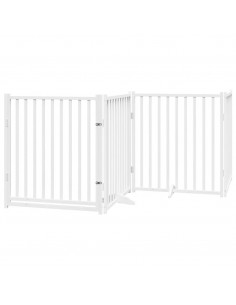 Cancello Cani Pieghevole Bianco 4 Pannelli 320cm Massello Abete 2