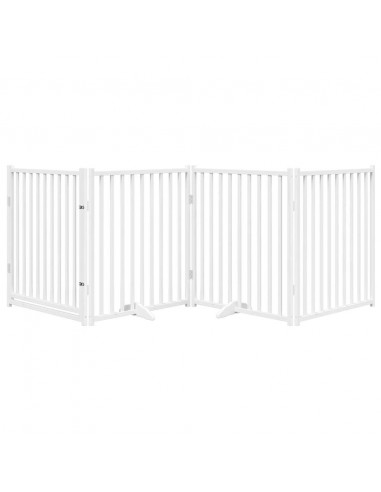 Cancello Cani Pieghevole Bianco 4 Pannelli 320cm Massello Abete