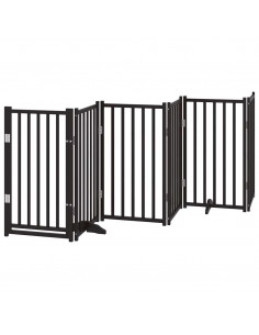 Cancello Cani Pieghevole Nero 6 Pannelli 300 cm Massello Abete 2
