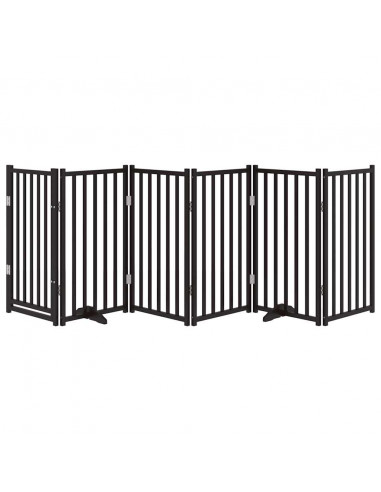 Cancello Cani Pieghevole Nero 6 Pannelli 300 cm Massello Abete