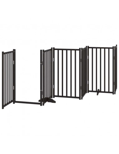 Cancello Cani Pieghevole Nero 6 Pannelli 300 cm Massello Abete