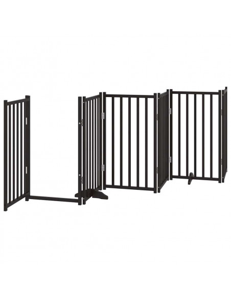 Cancello Cani Pieghevole Nero 6 Pannelli 300 cm Massello Abete