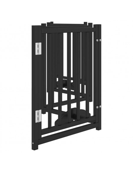 Cancello Cani Pieghevole Nero 6 Pannelli 300 cm Massello Abete