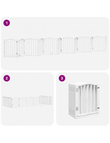 Cancello Cani Porta Pieghevole Bianco 12 Pannelli 600 cm Pioppo