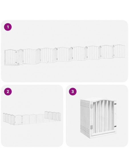 Cancello Cani Porta Pieghevole Bianco 15 Pannelli 750 cm Pioppo