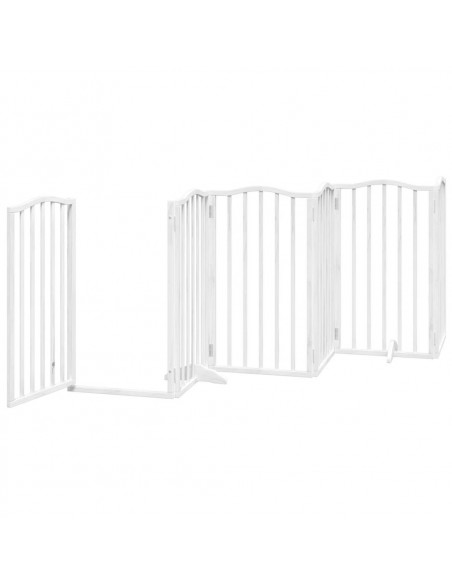 Cancello Cani Porta Pieghevole Bianco 15 Pannelli 750 cm Pioppo