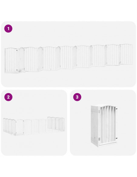 Cancello Cani Porta Pieghevole Bianco 15 Pannelli 750 cm Pioppo