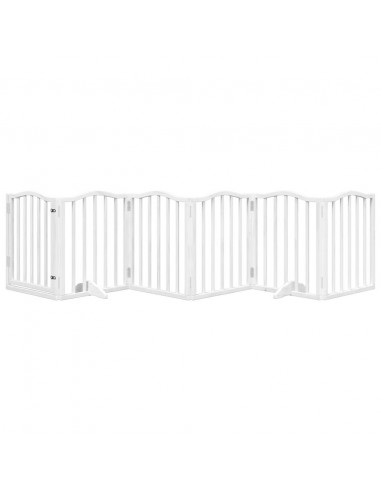 Cancello Cani Porta Pieghevole Bianco 6 Pannelli 300 cm Pioppo