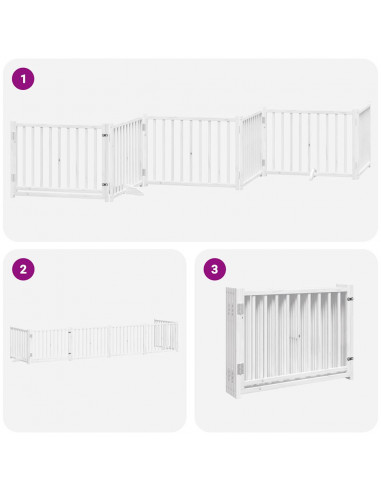 Cancello Cani Porta Pieghevole Bianco 6 Pannelli 480 cm Pioppo