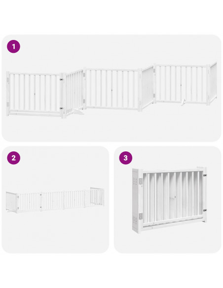 Cancello Cani Porta Pieghevole Bianco 6 Pannelli 480 cm Pioppo