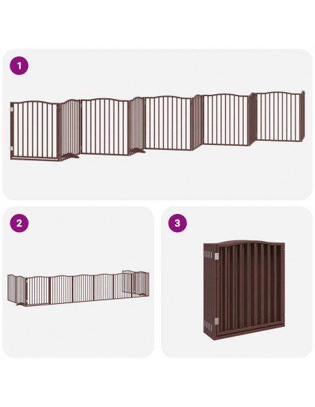 Cancello Cani Porta Pieghevole Marrone 10 Pannelli 800cm Pioppo