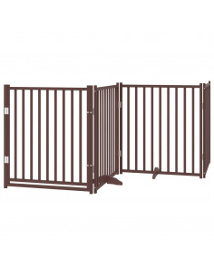 Cancello Cani Porta Pieghevole Marrone 12 Pannelli 960cm Pioppo 2