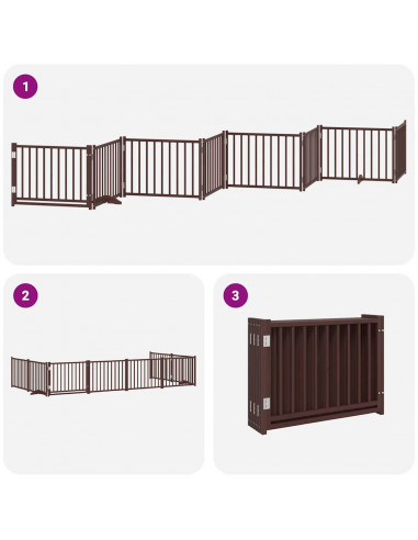 Cancello Cani Porta Pieghevole Marrone 8 Pannelli 640cm Pioppo