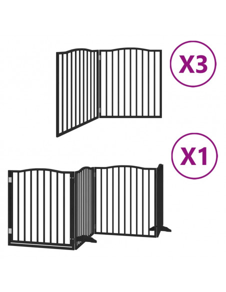 Cancello Cani Porta Pieghevole Nero 10 Pannelli 800 cm Pioppo