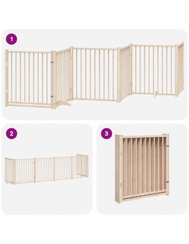 Cancello per Cani Pieghevole 6 Pannelli 480 cm Legno di Pioppo