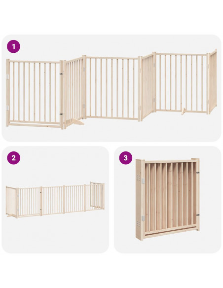 Cancello per Cani Pieghevole 6 Pannelli 480 cm Legno di Pioppo