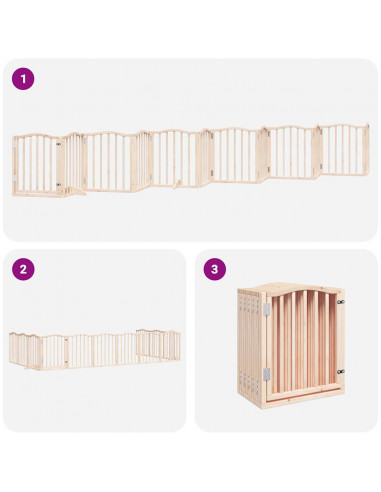 Cancello per Cani Porta Pieghevole 12 Pannelli 300 cm in Pioppo