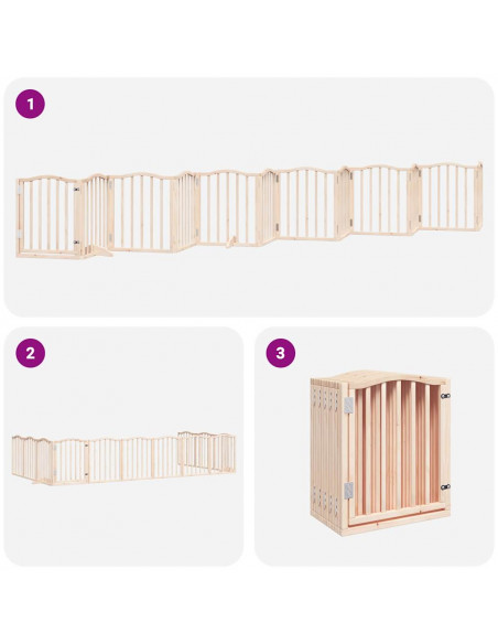 Cancello per Cani Porta Pieghevole 12 Pannelli 300 cm in Pioppo