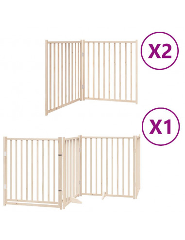 Cancello per Cani Porta Pieghevole 8 Pannelli 640 cm in Pioppo