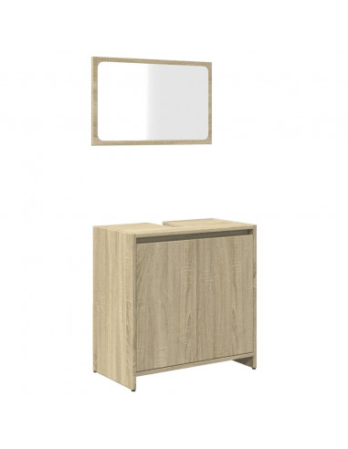 Set Mobili da Bagno 2 pz Rovere Sonoma in Legno Multistrato