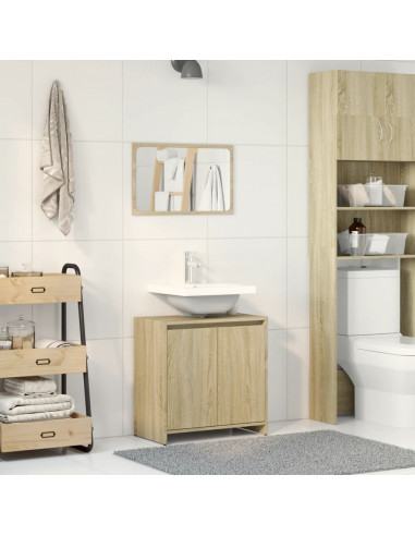 Set Mobili da Bagno 2 pz Rovere Sonoma in Legno Multistrato
