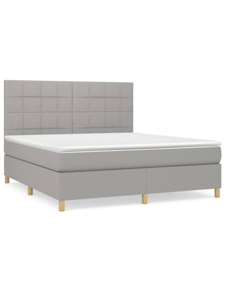 Giroletto a Molle con Materasso Grigio Chiaro160x200 cm Tessuto