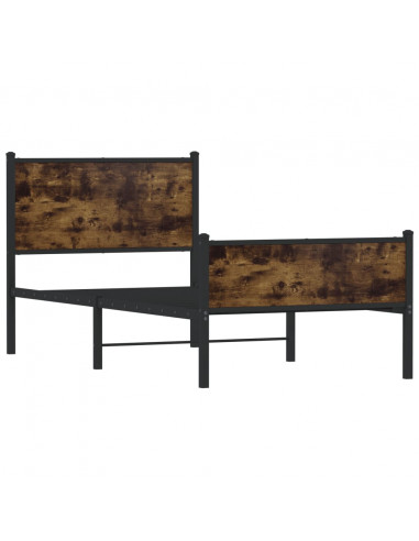 Giroletto con Testiera e Pediera Metallo Rovere Fumo 80x200 cm