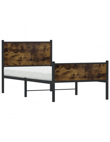 Giroletto con Testiera e Pediera Metallo Rovere Fumo 80x200 cm