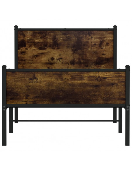 Giroletto con Testiera e Pediera Metallo Rovere Fumo 80x200 cm
