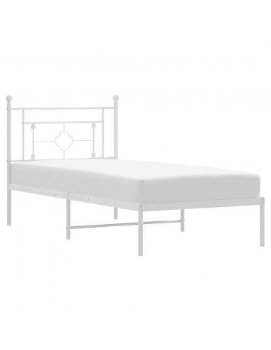 Giroletto con Testiera Metallo Bianco 90x200 cm