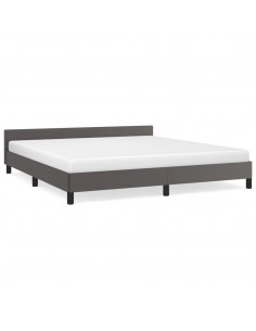 Giroletto con Testiera Grigio 160x200 cm in Similpelle 2