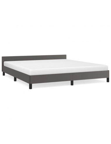 Giroletto con Testiera Grigio 160x200 cm in Similpelle