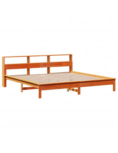 Letto Libreria senza Materasso Marrone Cera 180x200 cm in Pino 2