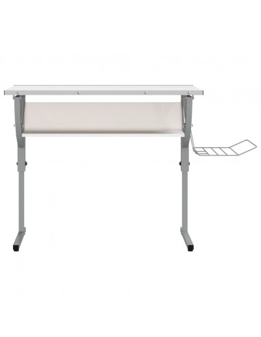 Scrivania Bianca Grigia 110x53x(58-87) cm Multistrato e Acciaio