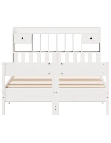 Letto Libreria senza Materasso Bianco 150x200 cm Legno di Pino