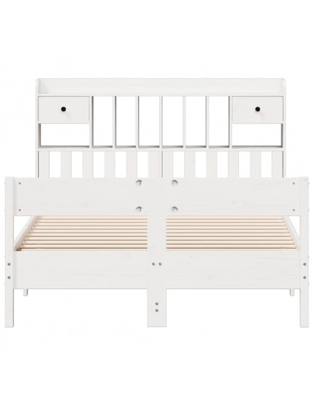 Letto Libreria senza Materasso Bianco 150x200 cm Legno di Pino