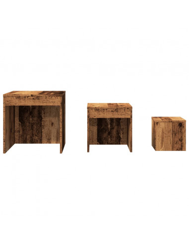 Tavolini Impilabili 3 pz Legno Antico in Legno Multistrato