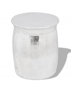 Sgabello/Tavolino Laterale in Alluminio Battuto Argento 2