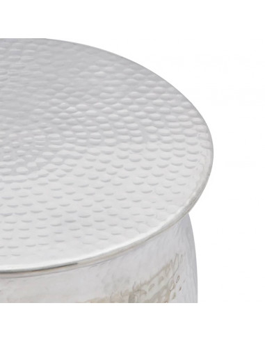 Sgabello/Tavolino Laterale in Alluminio Battuto Argento