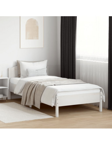 Giroletto con Testiera Bianco 100x200 cm Legno Massello di Pino