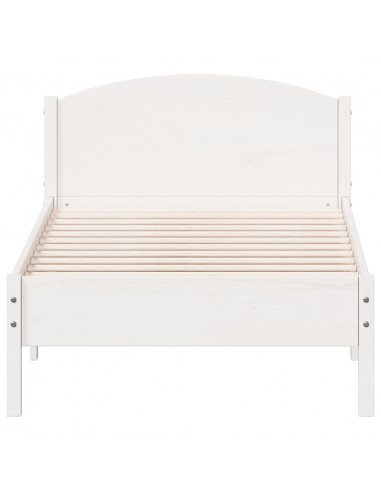 Giroletto con Testiera Bianco 100x200 cm Legno Massello di Pino