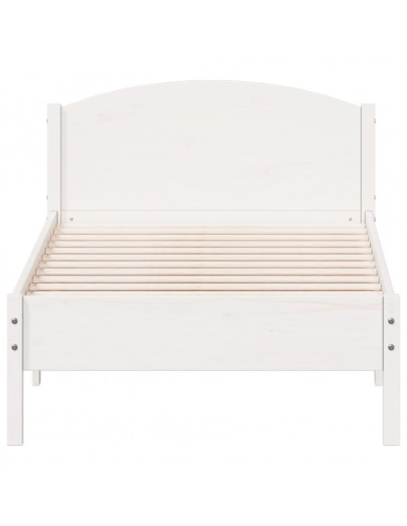 Giroletto con Testiera Bianco 100x200 cm Legno Massello di Pino