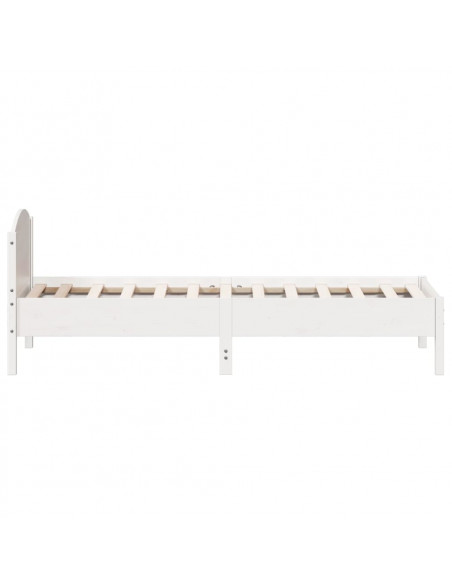 Giroletto con Testiera Bianco 100x200 cm Legno Massello di Pino